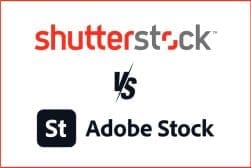 Logos of Shutterstock and Adobe Stock, with "vs" in between, indicating a comparison between the two stock image services.